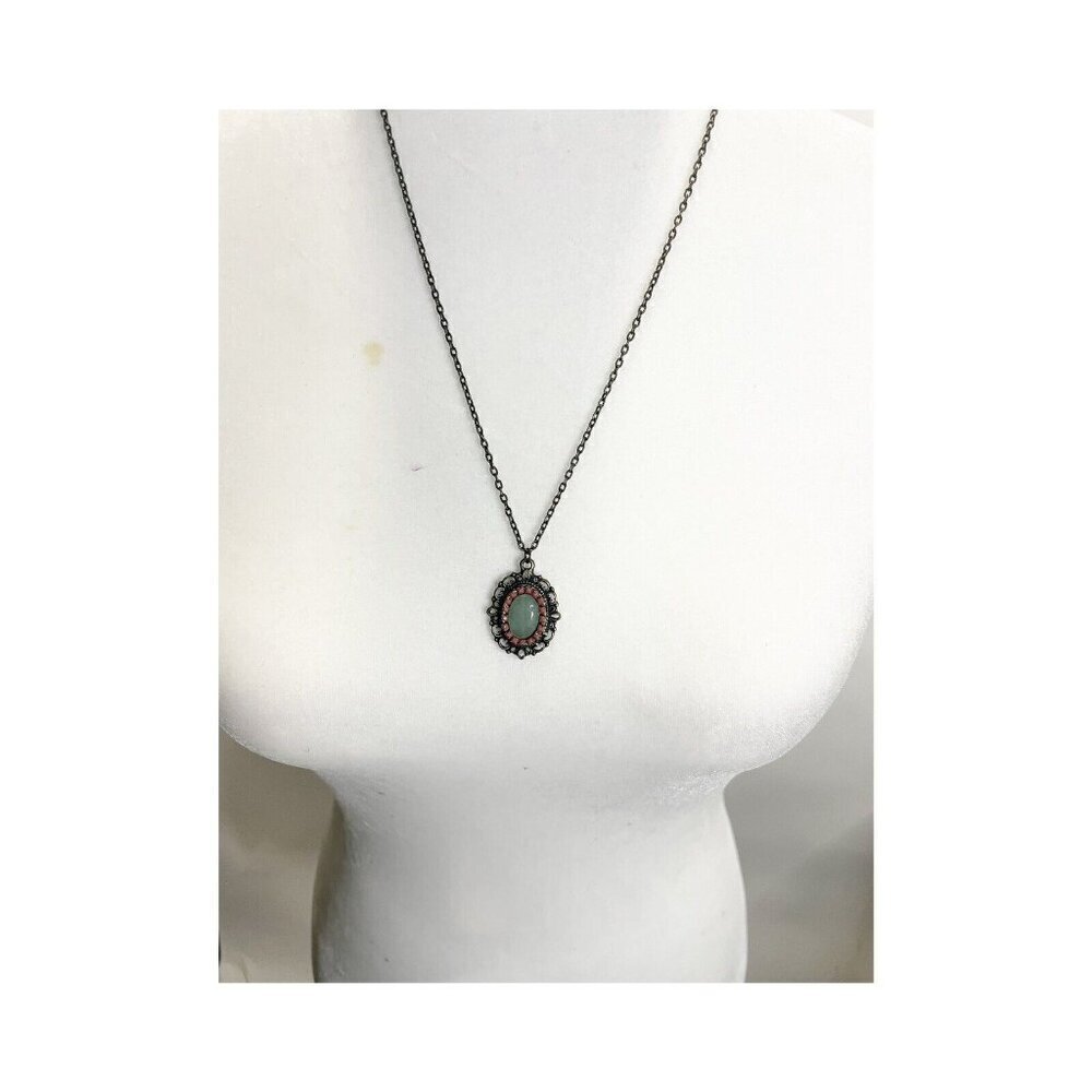 Francesca's Collection Antique Tone Stone Charm Pendant Necklace‎ 12"